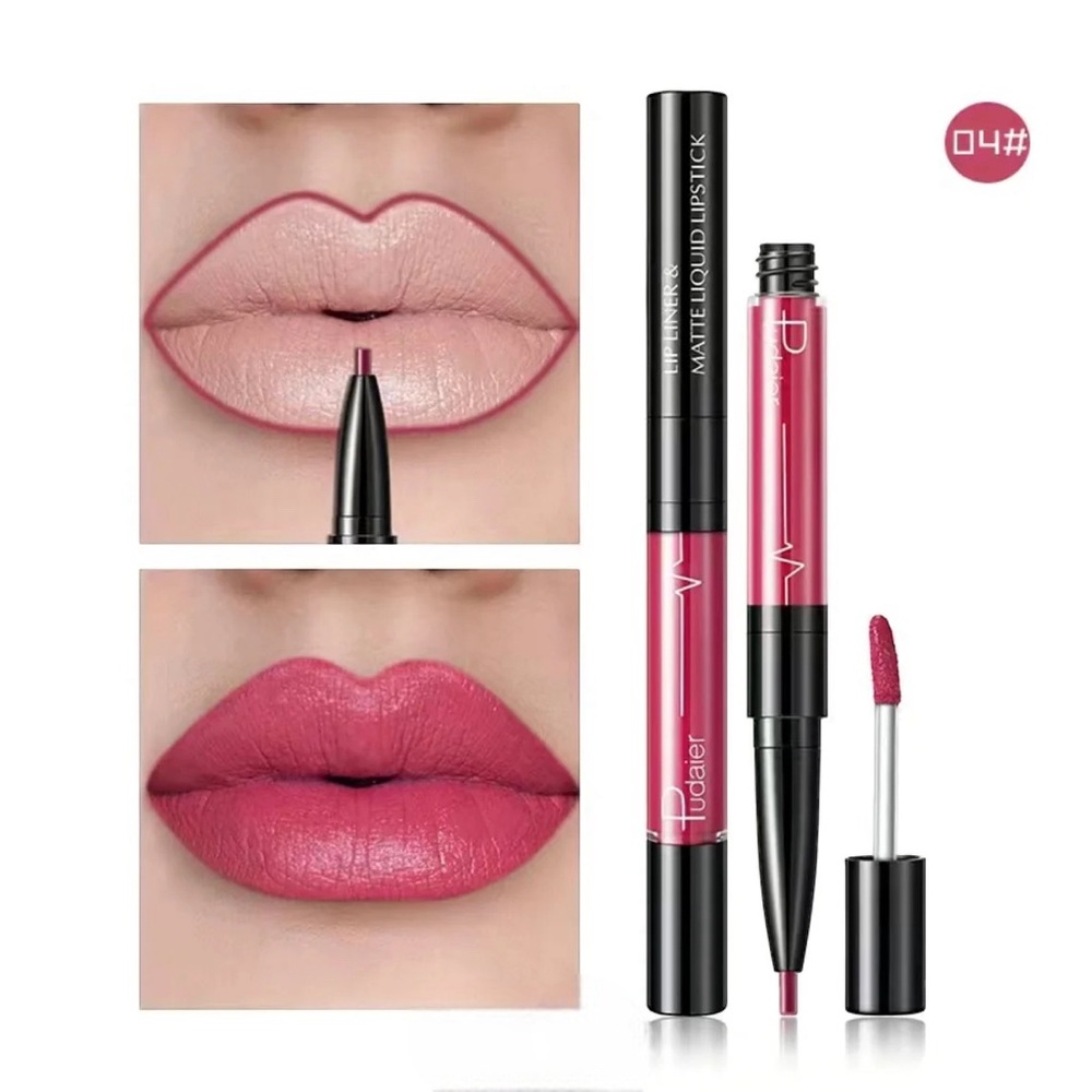 #4 Pudaier Sassy Pink Double Ended Lip Liner & Matte Liquid Lipstick